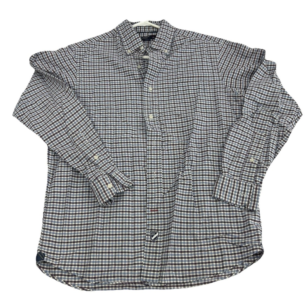 Cremieux Classics Men's Medium 38‎ Plaid Button Front Cotton Long Sleeve Shirt